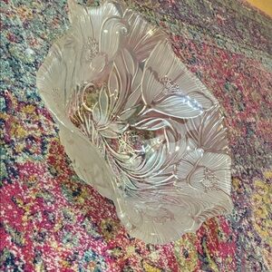 Elegant Vintage Lead Crystal Floral Bowl